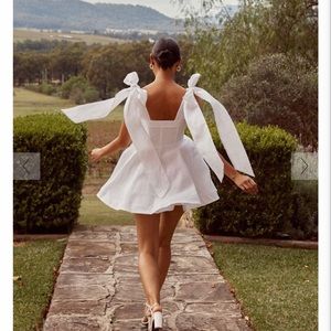 DISSH Aisle White Linen Bow Mini Dress US Size 6